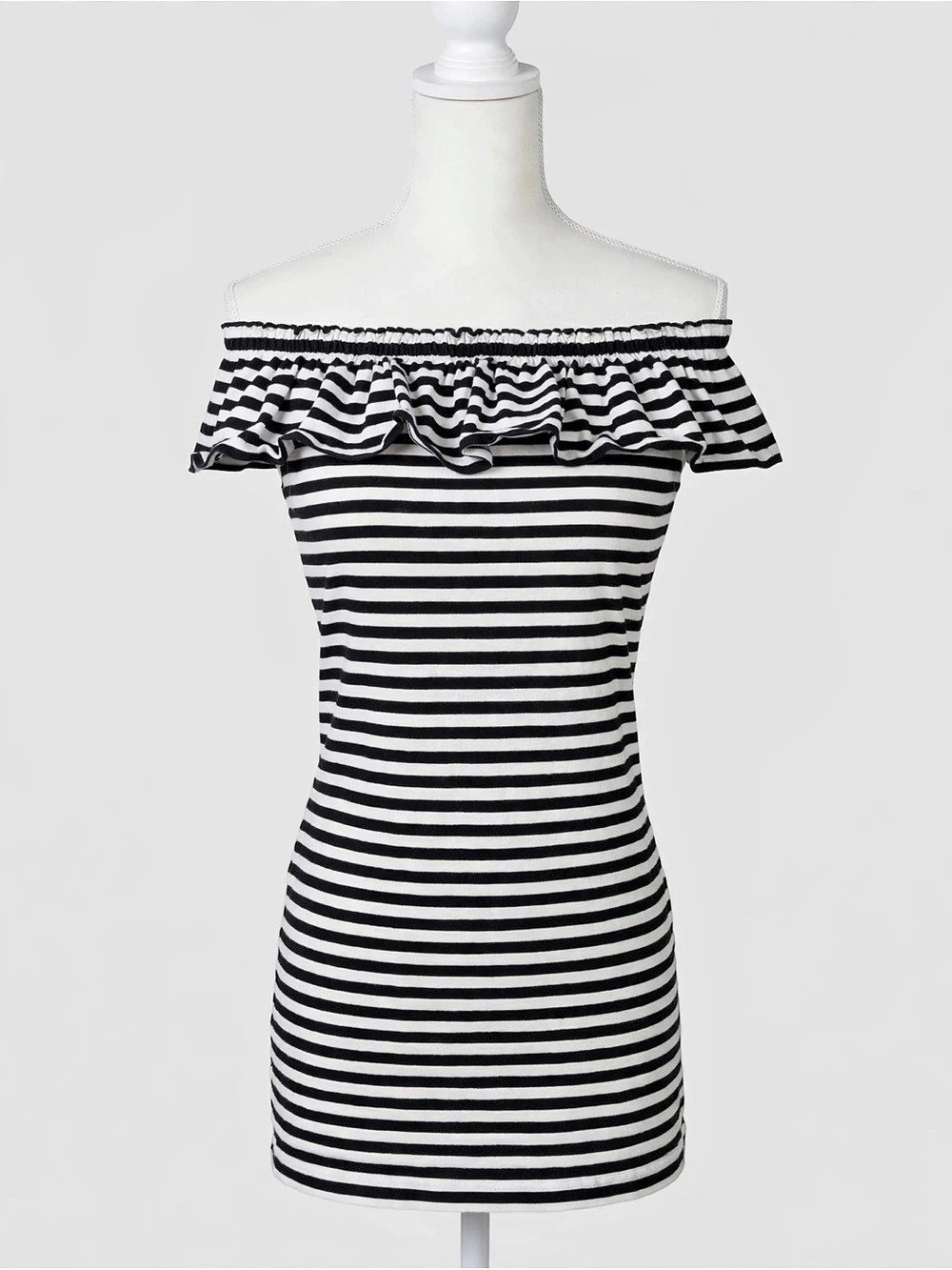 Kate Spade Striped Off-Shoulder Top in Black & White Like New